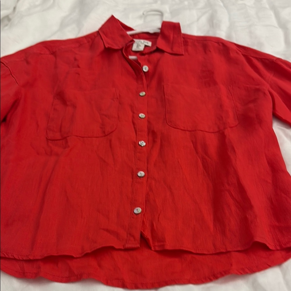 Rachel Zoe Red Linen Shirt